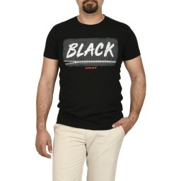 Tricou slim fit cu imprimeu BLACK, negru (Marime tricou: L)