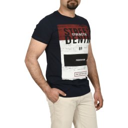 Tricou slim fit cu imprimeu STREET DENIM, bleumarin (Marime tricou: L)