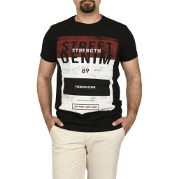 Tricou slim fit cu imprimeu STREET DENIM, negru (Marime tricou: L)