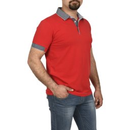 Tricou clasic cu guler, Glo Story, rosu (Marime tricou: S)