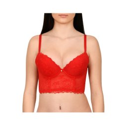 Sutien tip corset, din dantela, Lemila, rosu (Marime cupa: 80B)