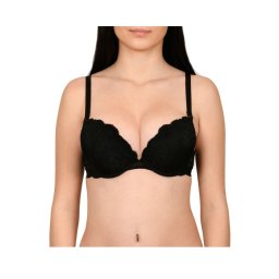 Sutien dantela, cupe buretate, Lemila, negru (Marime cupa: 70C)