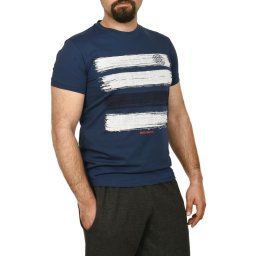 Tricou barbat cu imprimeu grafic, albastru (Marime tricou: M)
