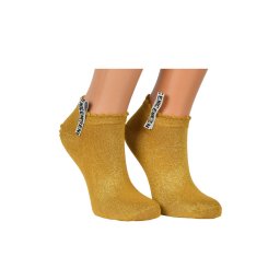 Sosete scurte cu fir stralucitor, set 2 perechi, mustar (Marime sosete: 35/38)