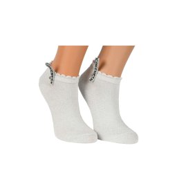 Sosete scurte cu fir stralucitor, set 2 perechi, gri deschis (Marime sosete: 35/38)