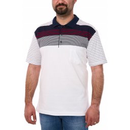 Tricou clasic bumbac, Blue Marine, alb cu dungi (Marime tricou: M)