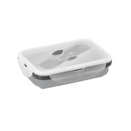 Caserola ermetica retractabila, 21MAR1248, 640 ml, Everestus, 170x110x66 mm, Silicon, Polipropilena, Gri