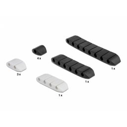 Set 10 buc ghidaje cablu Alb/Negru, Delock 18400