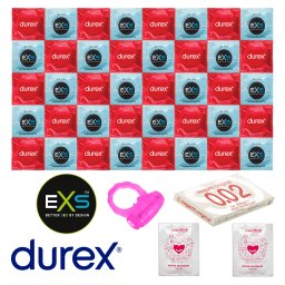 Durex Air Thin Package Ultra Thin Condoms - 42 Durex & EXS Condoms & Vibrating Ring & SuperLove Lubes & Sagami Original 0.02 as a Gift
