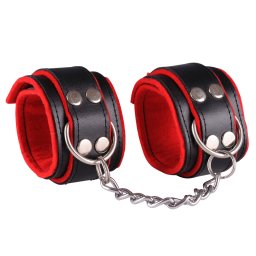 Dominate Me Leather Handcuffs D11 Black-Red