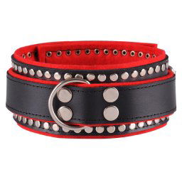 Dominate Me Leather Collar D35 Deluxe Black-Red