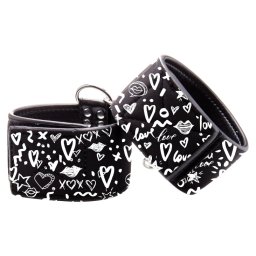 Ouch! Graffiti Printed Hand Cuffs Love Street Art Fasion Black