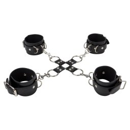Ouch! Leather Hand And Legcuffs Black