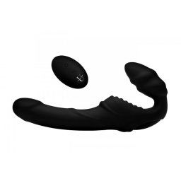 Strap U Pro Rider 9X Vibrating Silicone Strapless Strap On with Remote Control Black