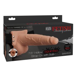 Fetish Fantasy 7.5" Hollow Squirting Strap-On with Balls Flesh