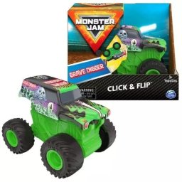 Monster Jam - Click & Flip: Mașinuță Grave Digger cu roți volante