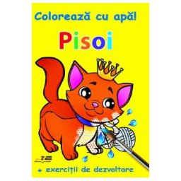 Pisoi. Coloreaza cu apa! + Exercitii de dezvoltare