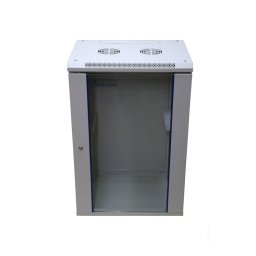 Cabinet Rack 18u 600x450, Gri, Montaj Pe Perete, Usa Sticla