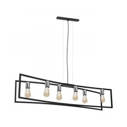 Lustră pe cablu TUNJA 6xE27/60W/230V neagră/crom