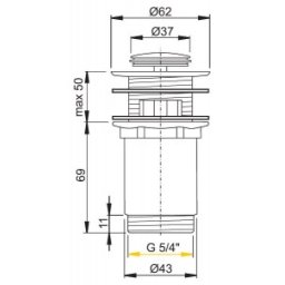 Ventil cu click clack pentru lavoare cu prea plin Alcaplast