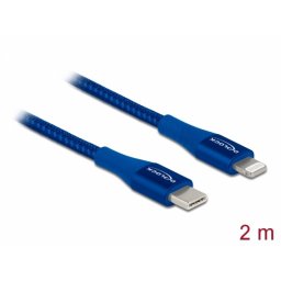 Cablu de date si incarcare USB Type-C la Lightning MFI Blue 2m, Delock 85417