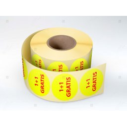 Rola etichete autoadezive personalizate 1+1 Gratis , diametru 40 mm, 1000 buc rola