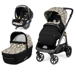Carucior 3 in 1 Peg Perego Veloce Lounge 0 22 kg Graphic Gold Negru Bej