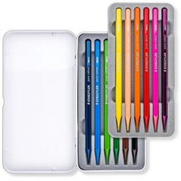 Creioane colorate acuarela Design Journey Pure Colour, cutie metal, 12 culori/set Staedtler