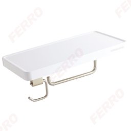 Etajera cu porthartie si agatatoare Yacore, alb/inox