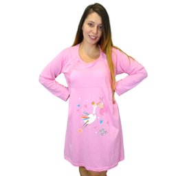 Camasa de alaptare Baby Birds, Pink, Maneca Lunga