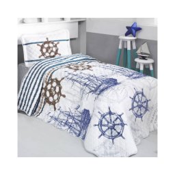 Cuvertura De Pat Clasy-Matlasata Marine Tek, 180x240 cm, 1 fata perna, bumbac, multicolor, reversibil