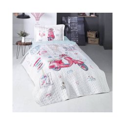 Cuvertura De Pat Clasy-Matlasata Free Girl, 180x240 cm, 1 fata perna, bumbac, multicolor, reversibil