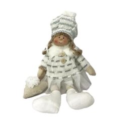 Decoratiune de Craciun, fetita, alb-gri, 22 cm GartenVIP DiyLine