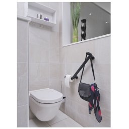Bara sprijin baie multifunctionala, cu suport hartie igienica si agatatoare