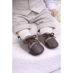 Pantofiori eleganti maro cu alb in zig zag