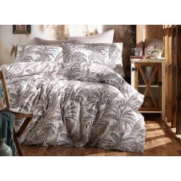Satin Lenjerie de pat PALM KAHVE/200x220 EXCLUSIVE