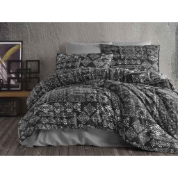 Satin Lenjerie de pat ROUTE BLACK/200x220 EXCLUSIVE