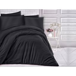 Satin Lenjerie de pat CIZGILI BLACK/200x220 EXCLUSIVE