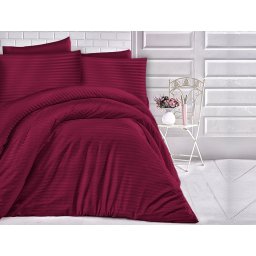 Satin Lenjerie de pat CIZGILI CLARET/200x220 EXCLUSIVE