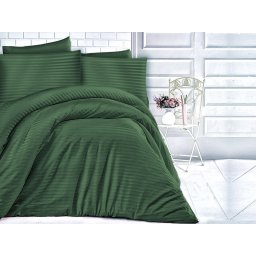 Satin Lenjerie de pat CIZGILI DARK GREEN/200x220 EXCLUSIVE