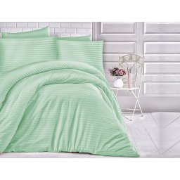 Satin Lenjerie de pat CIZGILI GREEN/200x220 EXCLUSIVE