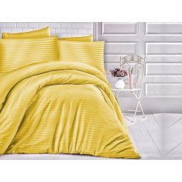 Satin Lenjerie de pat CIZGILI MUSTARD/200x220 EXCLUSIVE