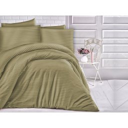 Satin Lenjerie de pat CIZGILI OLIVE GREEN/200x220 EXCLUSIVE