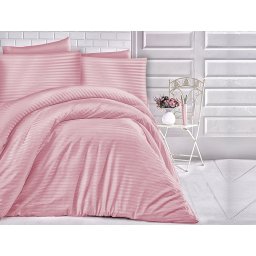 Satin Lenjerie de pat CIZGILI PINK/200x220 EXCLUSIVE