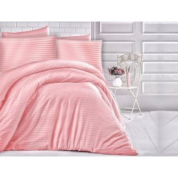 Satin Lenjerie de pat CIZGILI PUDRA/200x220 EXCLUSIVE