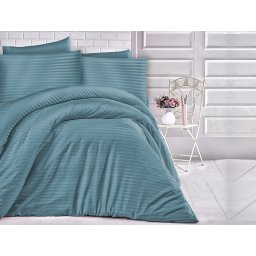 Satin Lenjerie de pat CIZGILI TURQUOISE/200x220 EXCLUSIVE