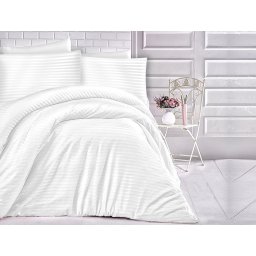 Satin Lenjerie de pat CIZGILI WHITE/200x220 EXCLUSIVE