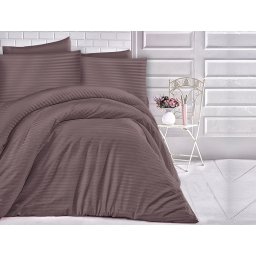 Satin Lenjerie de pat CIZGILI BROWN/180x200 EXCLUSIVE