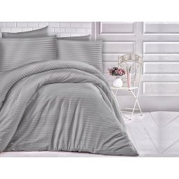 Satin Lenjerie de pat CIZGILI GREY/180x200 EXCLUSIVE