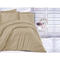 Satin Lenjerie de pat CIZGILI LIGHT BROWN/180x200 EXCLUSIVE